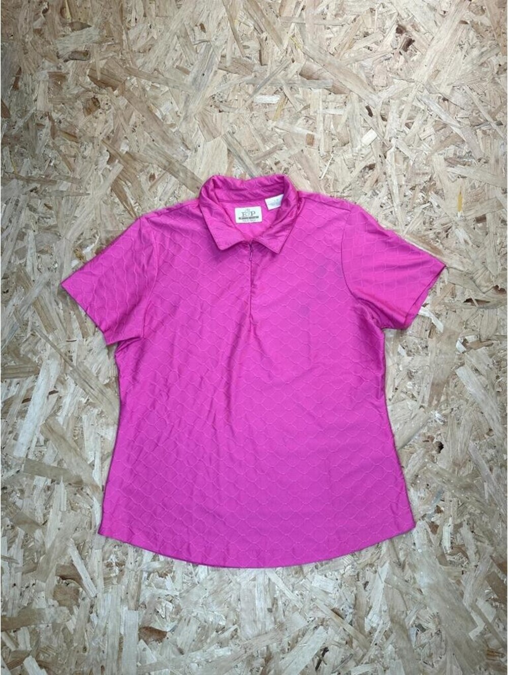 EP Pro Tour Tech Womens Large Pink Short Sleeve Golf Polo Shirt Zip Neck